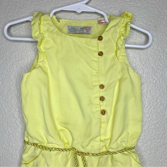 Zara Baby Girl 12-18 Months Ruffle Sleeveless Yellow Romper - Picture 2 of 10